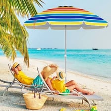A parasol providing shade on a sunny beach