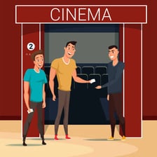 An usher assisting people at a theatre entrance