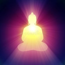 A peaceful Buddhist meditation scene suggesting nirvana.
