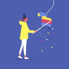 An illustration of repeated blows being delivered to an object