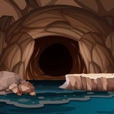 A diagram showing a concave curve beside an underground cave