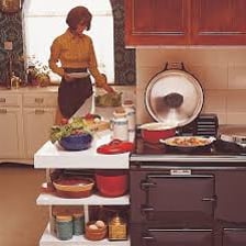 A traditional Aga range cooker installed in a kitchen.