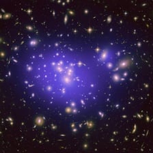 An astronomical visualization representing dark matter around a galaxy.
