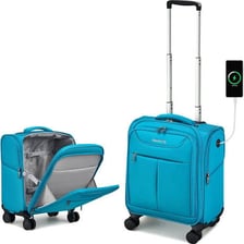 A small suitcase used as carry-on hand luggage.