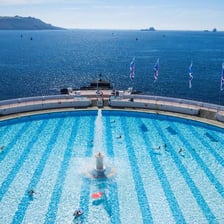 Outdoor public swimming pool at a lido