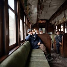Passengers seated inside a train carriage