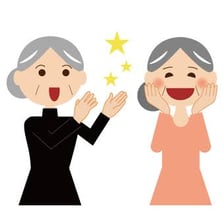 Illustration of one person praising another with applause