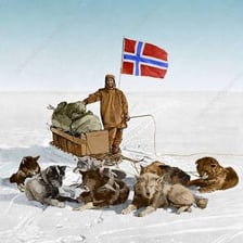 A portrait of Norwegian polar explorer Roald Amundsen