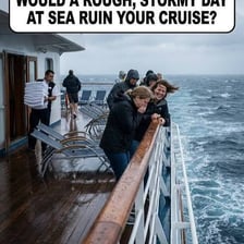 A passenger looking ill aboard a vessel on rough seas