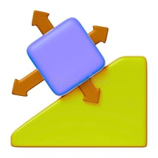 A gemstone shown with an arrow indicating motion or acceleration