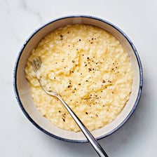 A bowl of creamy Italian risotto.