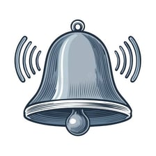 Sound waves depicted spreading from a ringing bell.