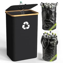 A rubbish bin containing household waste