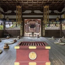 The interior of a shrine used as a place of worship