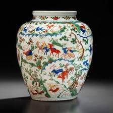 A porcelain object decorated in the style of China’s Ming dynasty