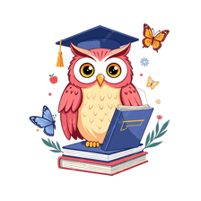An owl beside books, symbolising wisdom and knowledge