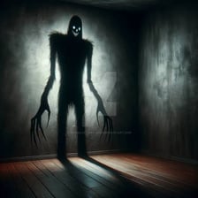 A shadowy illustration of a frightening bogeyman figure