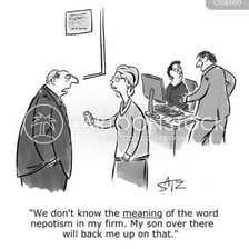 An illustration of unfair workplace hiring favouring a family member