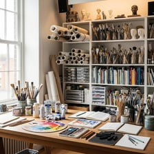An artist’s studio used as a workplace