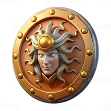 A shield representing protection and patronage.