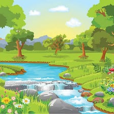 An artistic depiction of the lush Garden of Eden.