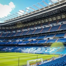 Real Madrid players or crest at a football stadium