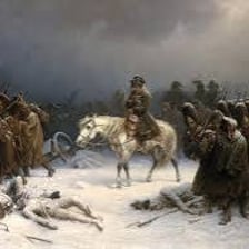 Soldiers withdrawing together from a battlefield.
