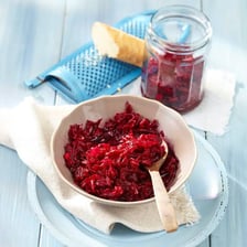 A small serving of relish accompanying a prepared dish