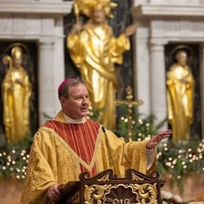 A cathedral interior prepared for a religious mass
