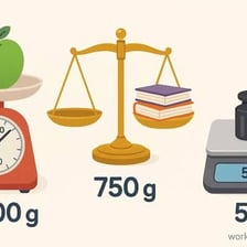 A small labelled weight illustrating one gram