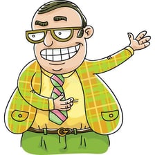 An illustration of a person behaving in an excessively flattering way.