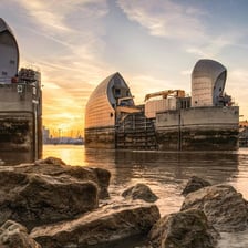 The Thames Barrier spanning the River Thames in London