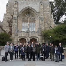 A group assembling inside a religious building