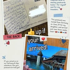 A postcard being posted in a mailbox