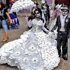 An elaborate costume displayed on a mannequin