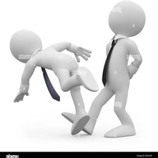 A man helping another person after a stumble.