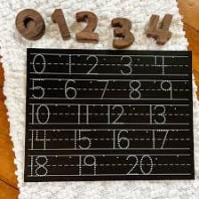 Numbers written on a chalkboard for counting.