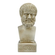 A classical bust representing the philosopher Aristotle