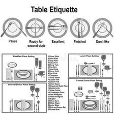 A formal social setting representing etiquette and proper behaviour