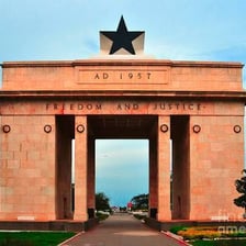 Accra skyline with Ghana’s Independence Arch