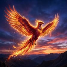 A symbolic image of something rising again, such as a phoenix