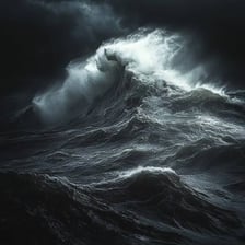 Large waves under a dark stormy sky