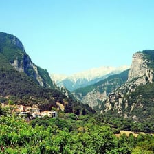 Mount Olympus rising above the Greek landscape.