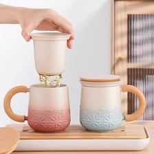 A ceramic mug suitable for serving tea