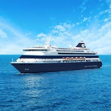 A passenger ship travelling across the sea