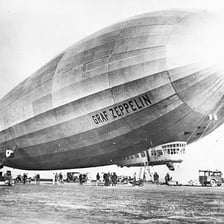 A historical photograph of the Graf Zeppelin airship.