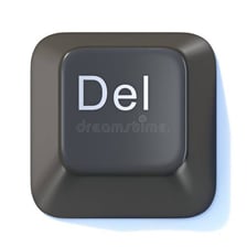 An LED television beside a computer delete key.
