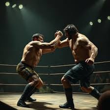 A wrestling match illustrating unrestricted action.