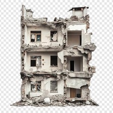 A visibly run-down and weathered building