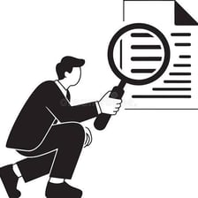 An investigator examining documents closely